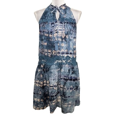 Callie Mac Dress Womens Medium Sundress Mini Blue Casual Sleeveless Work  Summer