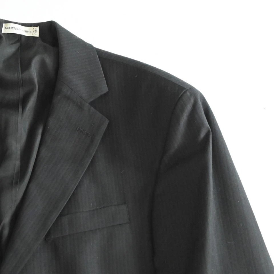 Geoffrey Beene 40S 32x30 Black Stripe 100% Wool Mens Coat Jacket Pants Suit - Image 2 of 4