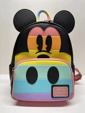NWOT LOUNGEFLY MICKEY PASTEL RAINBOW MINI BACKPACK *SEE DESCRIPTION*
