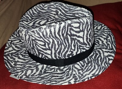 CHICO'S NWT Zebra Print Black & Alabaster Women's Fedora Hat