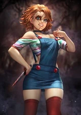 Chucky | Child's Play Anime Sexy Lady HD Print Canvas Comic Poster SFW Unframed