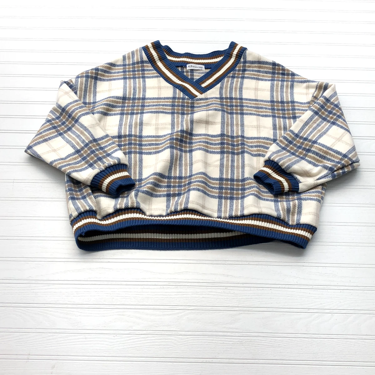 Blue plaid hotsell sweater