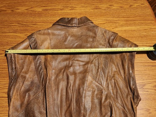 Italian Designer Soft Brown Leather Jacket/Vest Sz XL, Zip- Out Sleeves, EUC - Picture 8 of 15