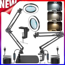 2-in-1 Lupe mit Licht und Ständer 15X Lupenleucht Dimmbare LED Schreibtischlampe