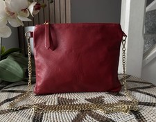 Borse In Pelle Florence Red Leather Crossbody Shoulder Bag Made In Italy Chain