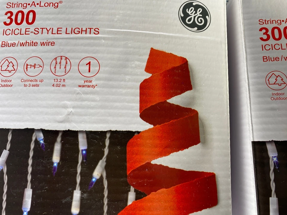 GE Icicle-Style Lights String-A-Long 300ct, luz azul, 13,2 pés de comprimento pacote com 2 - Imagem 4 de 4