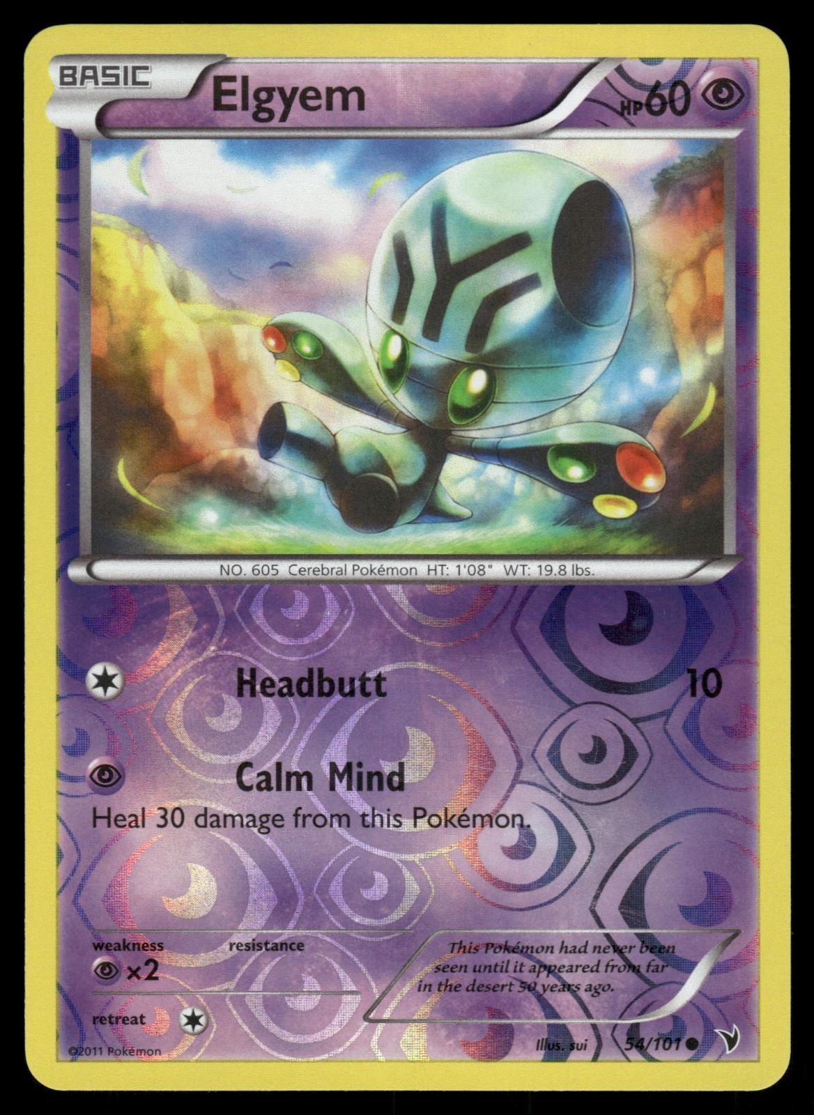 Elgyem 54/101 Common Noble Victories Pokemon Reverse Holo Moderately Played