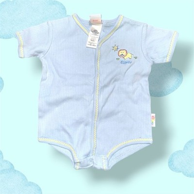 Vintage Disney Light Blue Lion Embroidered Short Sleeve Bodysuit 0-3 Months Boy