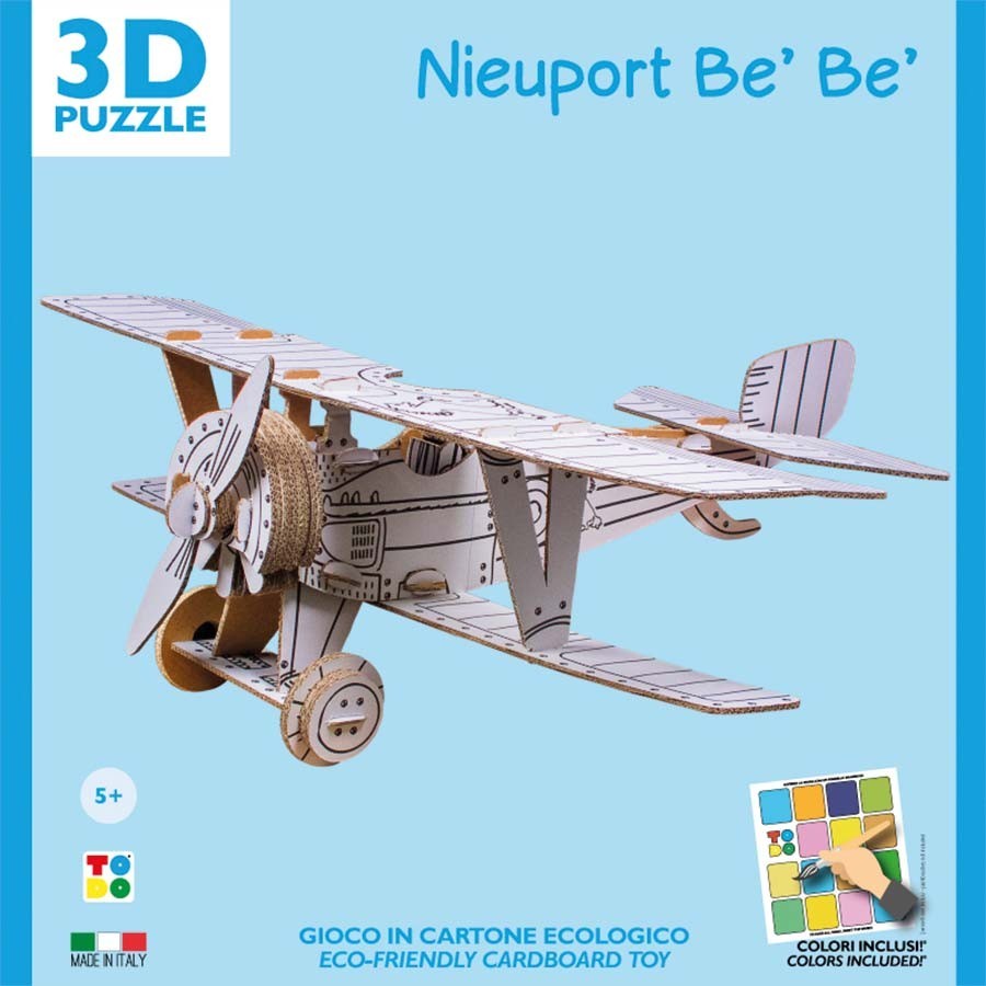 3D Cardboard Nieuport Be Be Plane Puzzle to Assemble and Paint