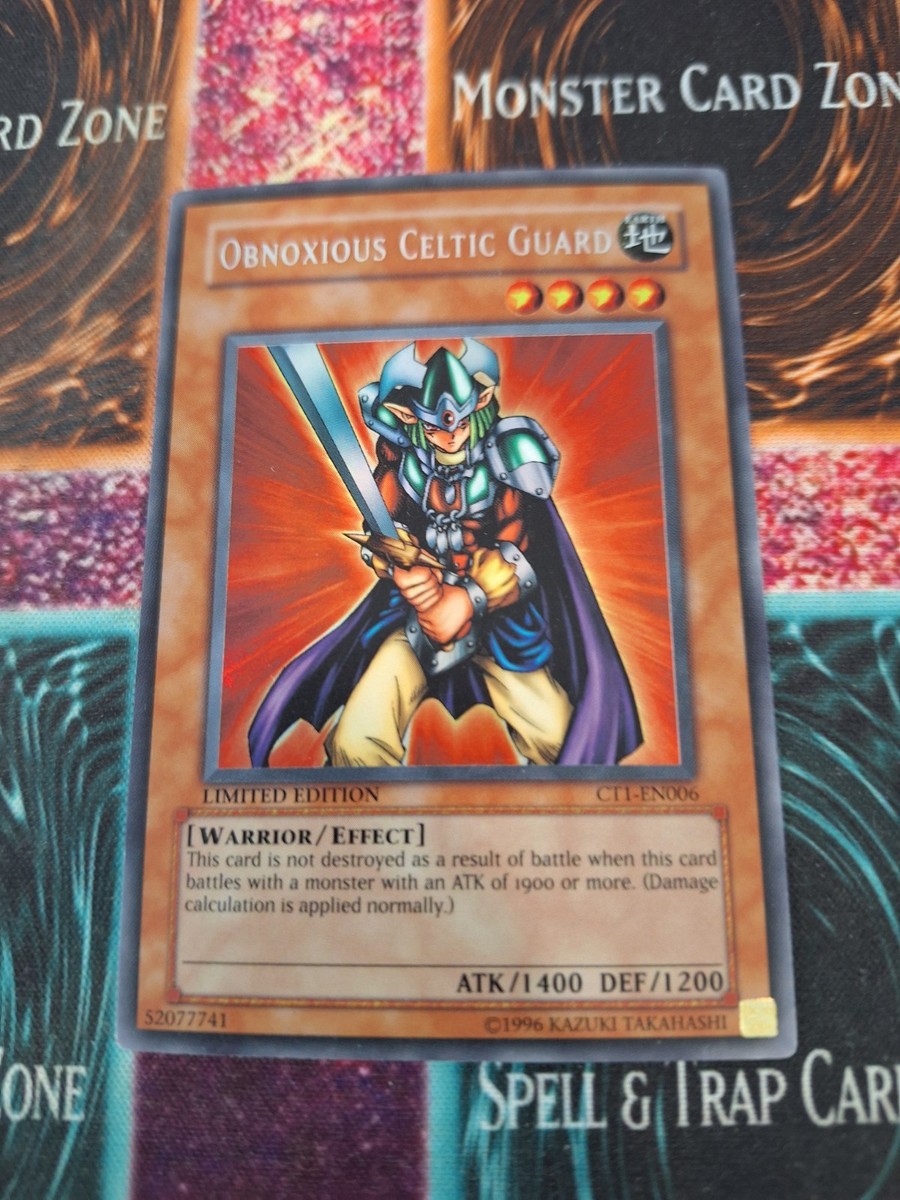 Yugioh Obnoxious Celtic Guard Super Rare Misprint CT1-EN006
