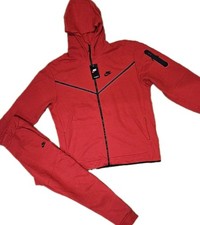 New Nike Tech Fleece Sweat Suit Hoodie  Joggers Slim Fit Men's Set Red,6XL.Read