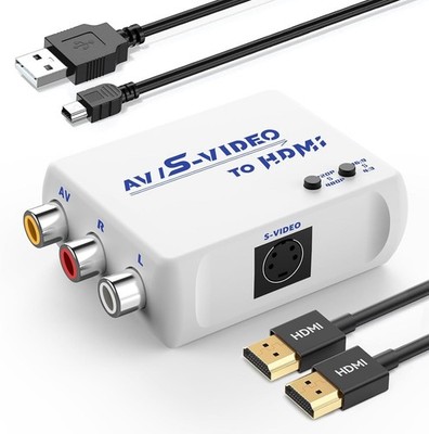 Rca/S-Video to HDMI Converter Adapter, Support 4 : 3/16 : 9 Aspect Ratio Switch