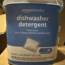 Amazon Basics Dishwasher Detergent Pacs Fresh Scent, 85 Count Pods