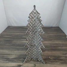 Stackable Metal Christmas Trees With Crystal Accents RARE Design Vintage Decor