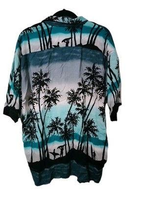 Pineapple Connection Hawaiian Shirt XL Rayon Palm Tree Sunset Surfing Beach