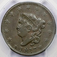 値下！◆1828年USラージセントPCGS鑑定済　Small Wide Date 1828 1C Large Narrow Date, BN (Regular Strike) Coronet Head Cent