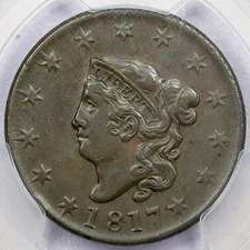 1817 13 Stars 1c Coronet Head Large Cent - PCGS XF 45