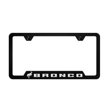 Laser Etched Black Bronco 2021 Script Cut Out License Plate Frame