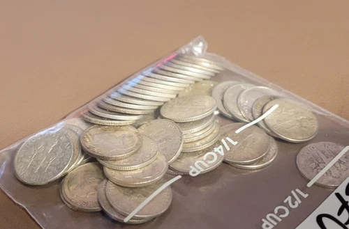 Roll Of 50 Silver Roosevelt Dimes $5 Face Value - Average Circulated Coins #655