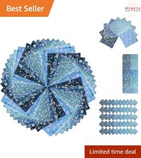 Cotton Fabric Squares 10x10 Inches 50pcs Blue Quilting Sewing Crafts Bundle