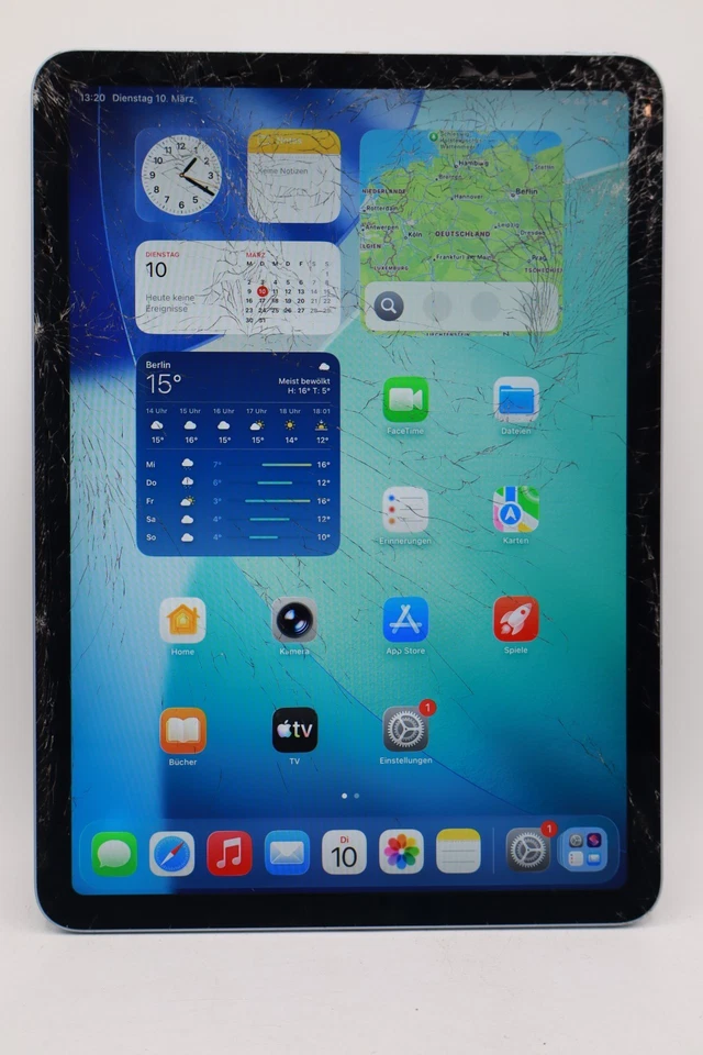 Apple iPad Air 4.Gen 2020 A2316 WiFi Blau Displayschaden iCloud-Frei #1002 - Bild 1 von 4