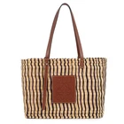 LOEWE square basket bag Raffia/Leather Natural/Brown A223099X01
