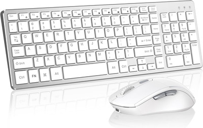 Wireless Keyboard Mouse Combo - Rechargeable, Quiet, Compact Design with Number