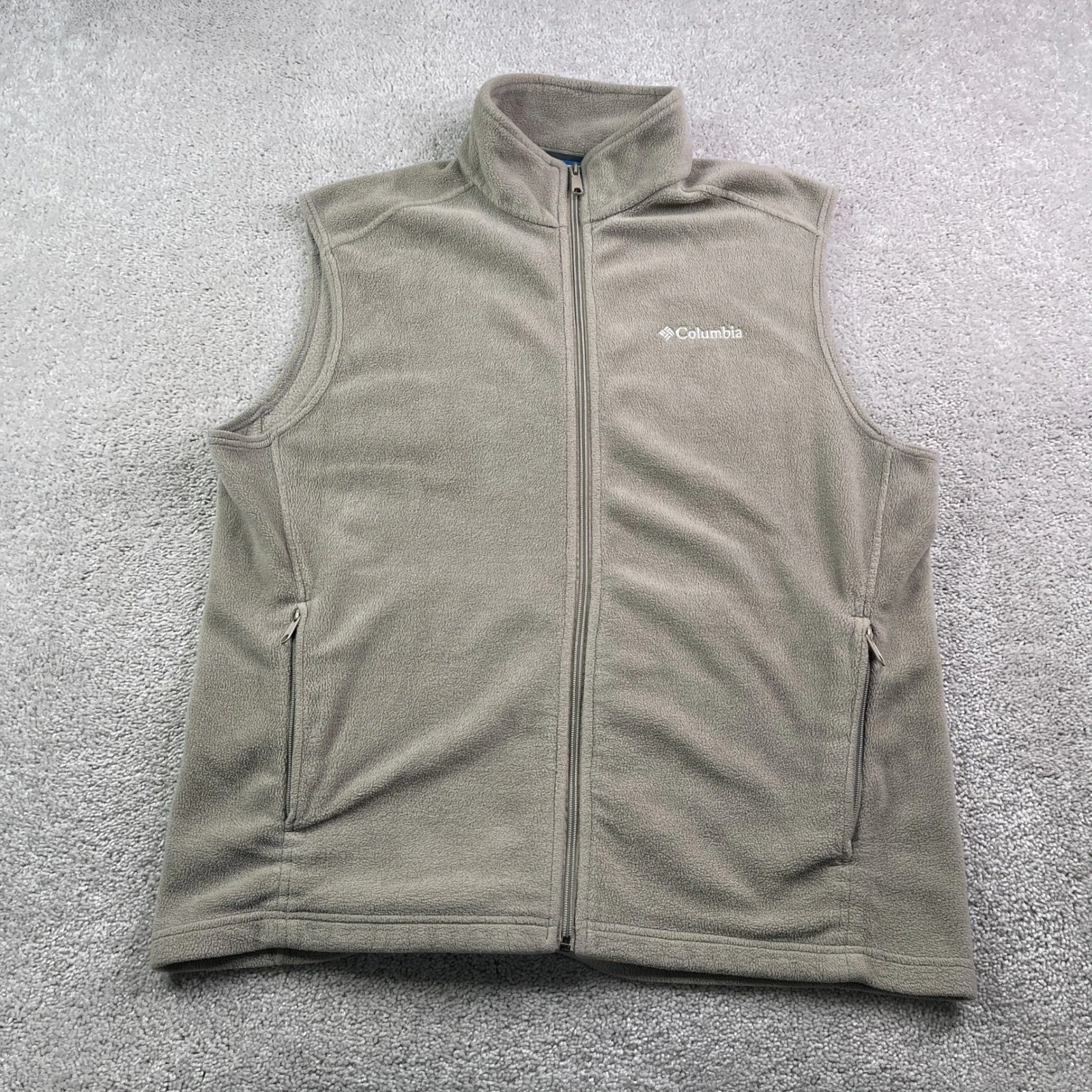 Columbia Vest Mens Large Tan Steens Mountain Fleece Full Zip Outdoor Hiking Gorp