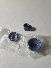 Reutter Porzellan Germany Bowl, Plate, Cup Blue Miniature Dollhouse