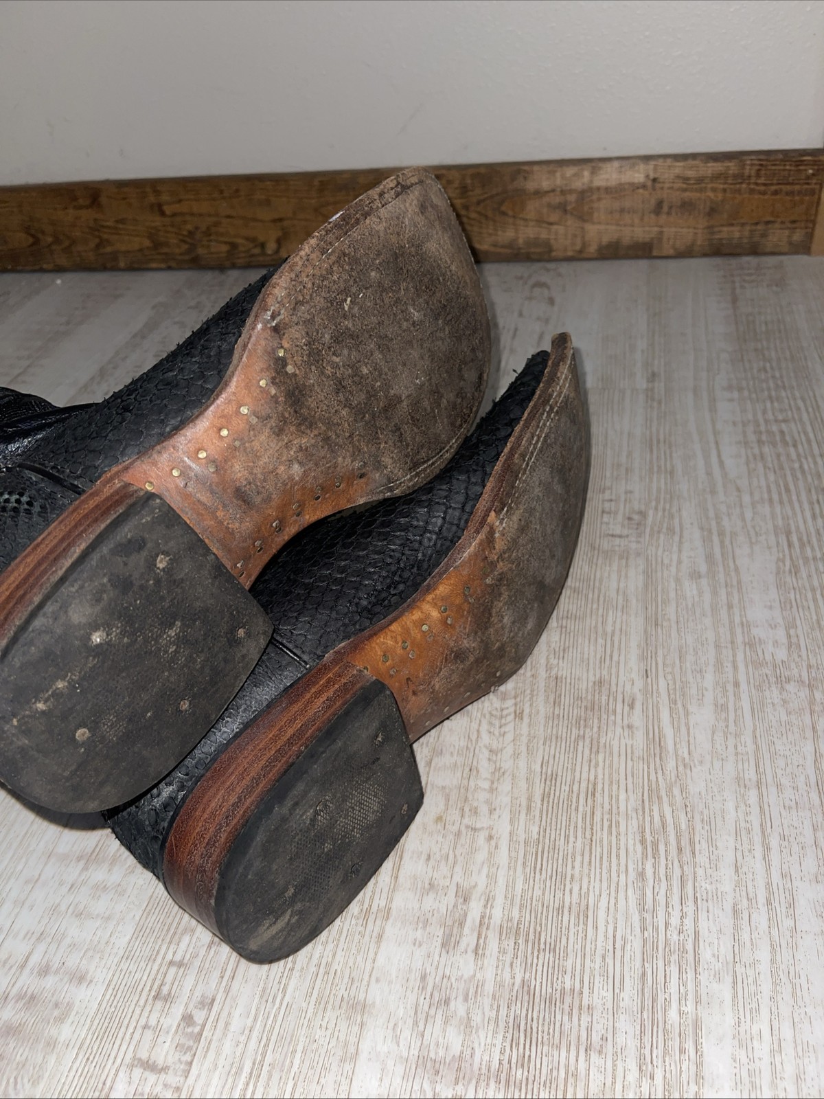 MEN S COWBOY BLACK PYTHON PRINT SQUARE TOE PULL O… - image 7