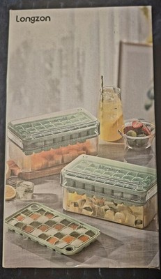 Easy Release Ice Cube Tray Set - Food Grade Ice Trays With Bin