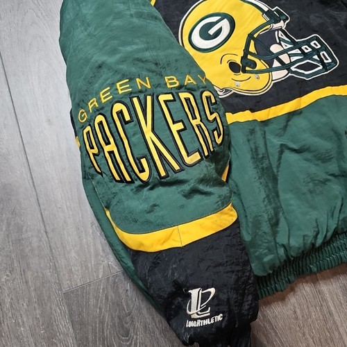 Vintage Green Bay Packers Logo Pro Line Full Zip Hooded Jacket Size Large Helmet - Picture 3 of 7