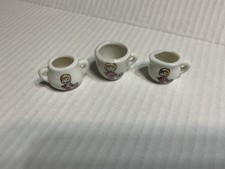 Vintage MADE IN JAPAN Miniature CERAMIC Tea Set 3 pieces Girl Dog Wagon