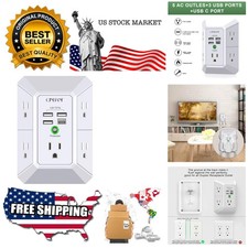 Wall Charger, Surge Protector, 5 Outlet Extender with 4 USB Charging Ports 4....