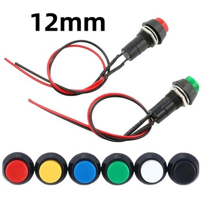  Druck Taster Knopf Schalter Push Button Switch Hupe Mit Kabel 2 PIN 250V 3A 