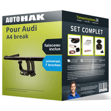 Attelage pour Audi A4 break 04-08 Amovible Auto Hak + Faisceau uni 7 broches TOP