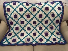 Handmade Crochet Baby Lap Blanket 3D Flower 37 X 46 Cottagecore New