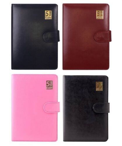Five (5) Year Undated Diary Leather Look A5 Day Per Page Padded Magnetic Closure - Picture 1 of 11
