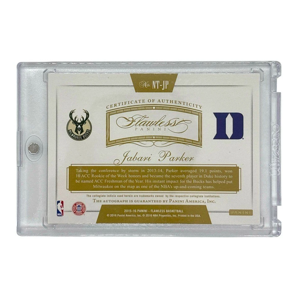 PANINI NBA БЕЗУПРЕЧНЫЙ СЕЙЧАС ТОГДА JABARI PARKER БАКСЫ DUKE 05/10 #NT -JP 367498 - Изображение 2 из 2