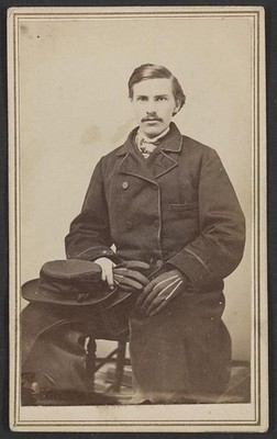 Unidentified Man,Overcoat,Hat,Gloves,1860-1869,Seely's Art Gallery,Poughkeepsie