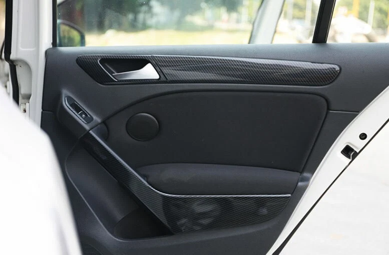 Tira de reposabrazos interior de puerta de coche para Volkswagen Golf MK6 2010-2013 fibra de carbono Foto 3 de 4
