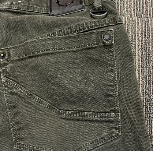 Empyre Jeans Mens 34x31 Green Denim Skeletor Distress Skater Grunge Goth Pants - Picture 20 of 21