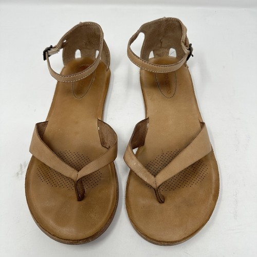 Corso Como Womens Shoes 9 Tan Brown Leather Thong Sandal Flat Casual Ankle Boho - Picture 7 of 11