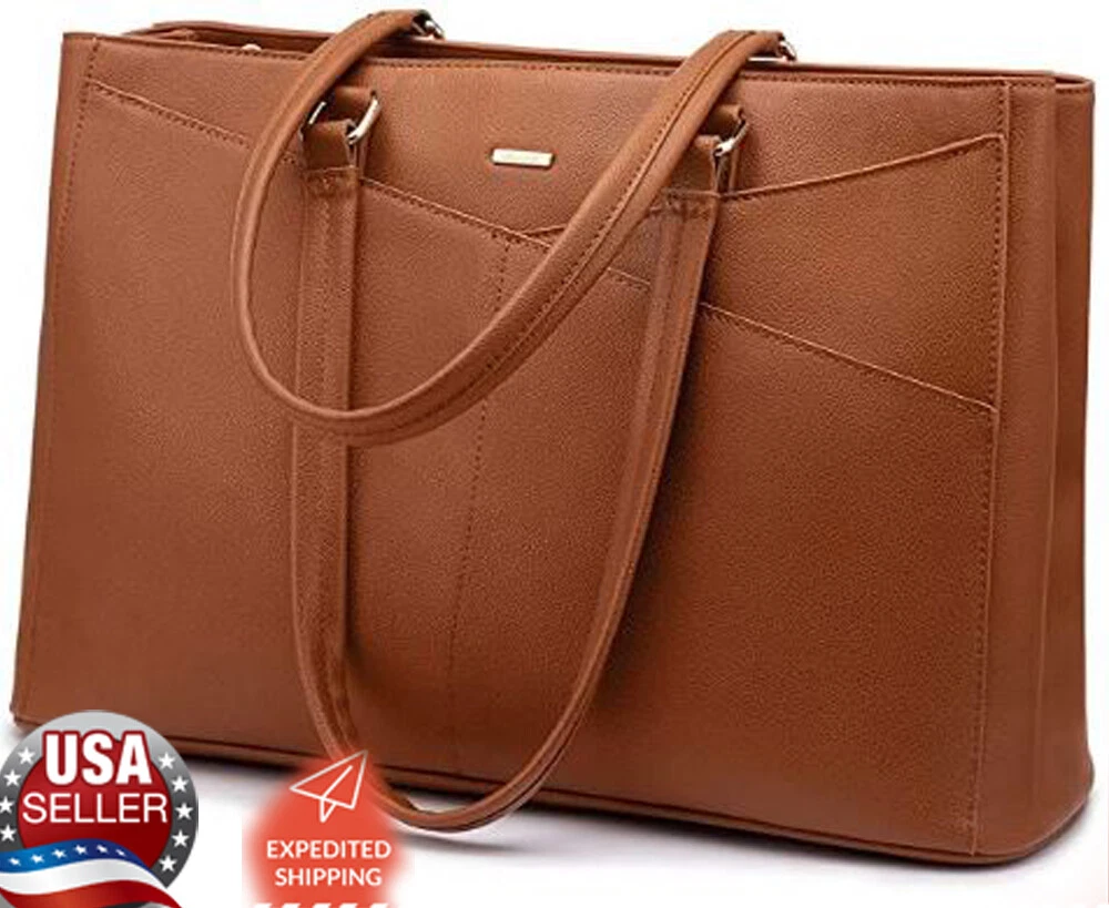  Laptop Bag for Women 15.6 Inch Tote Waterproof Leather