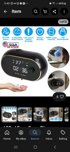 450ml Soap Foam Dispenser Auto Handsfree Sensor Touchless W/ Clock Temperature - Picture 4 of 8