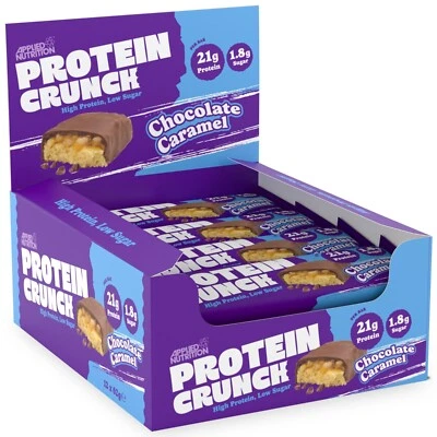 APPLIED NUTRITION Protein Bars High Protein Low Sugar Bars 21g Protein Crunch Bar 12 Servings