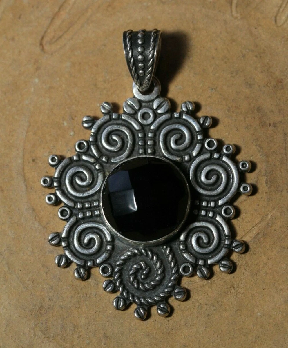 Vintage ATI 925 Sterling Silver Mexico Black Facet Bezel Stone