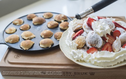 Poffertjes-Pfanne Gusseisen 24 cm vor-eingebrannt Holzgriff | RB MAESTRO - Bild 2 von 5