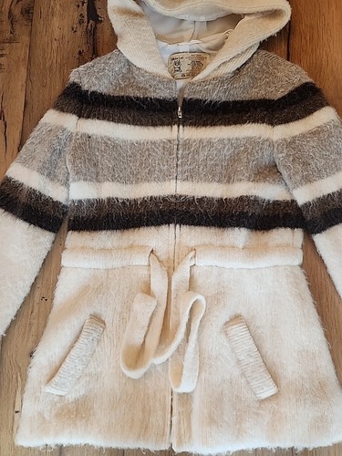 Vintage Hilda Ltd Damen Island Wolle Pullover Jacke Mantel Gürtel Kapuze Gr. S /M - Bild 3 von 5