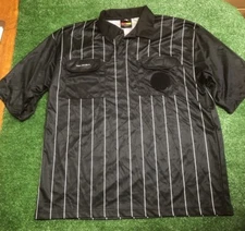 Official Sports USSF Men's Soccer Referee Jersey Black Short Sleeves Size XL